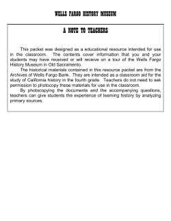 a note to teachers - Wells Fargo History