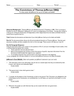 The Convictions of Thomas Jefferson DBQ