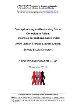 Conceptualising and Measuring Social Cohesion in Africa: Towards