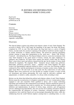Thomas More`s England - University of Cambridge