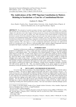 The Ambivalence of the 1999 Nigerian Constitution in Matters