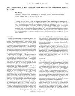 Mass Accommodation of H2SO4 and CH3SO3H on Water&minus;Sulfuric