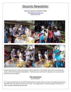 September 2014 Newsletter - Historical Society of Dayton Valley