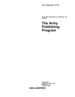 Army Regulation 25-30 The Army Publishing Program