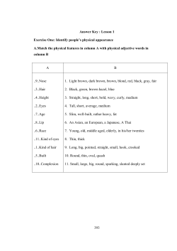 393 Answer Key : Lesson 1 Exercise One: Identify people`s physical