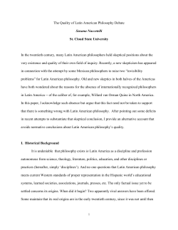 The Quality of Latin American Philosophy Debate