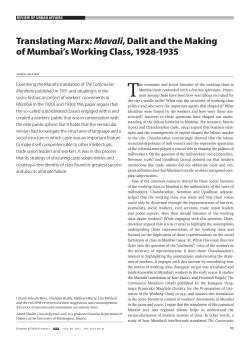 Translating Marx: Mavali, Dalit and the Making of Mumbai`s Working