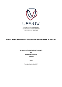 Policy on Short Learning Programme Provisioning at the UFS 2014