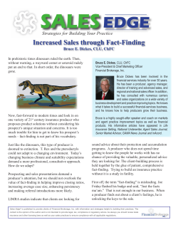 Increased Sales through Fact-Finding