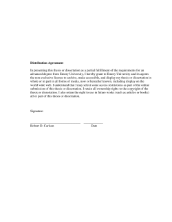 Distribution Agreement In presenting this thesis or dissertation as a