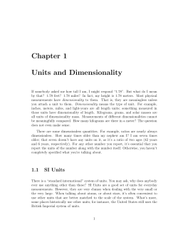 Chapter 1 Units and Dimensionality