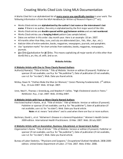 Creating Works Cited Lists Using MLA