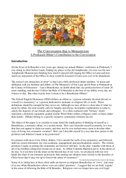 A Prinknash Oblate`s Contribution to the