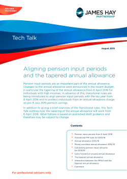 Aligning pension input periods and the tapered annual allowance