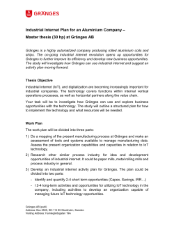 Industrial Internet Plan for an Aluminium Company &ndash; Master thesis