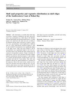 Shell sand properties and vegetative distribution on shell ridges of