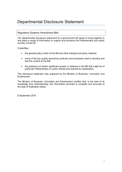 Departmental Disclosure Statement &ndash; Regulatory Systems