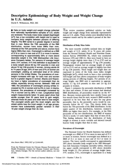 Descriptive Epidemiology of Body Weight and Weight