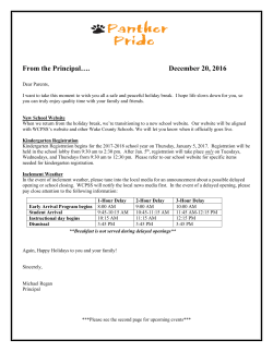 A Note from the Principal&hellip; - Wake County Public Schools