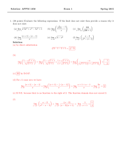 Solution: APPM 1350 Exam 1 Spring 2015 1. (30 points) Evaluate