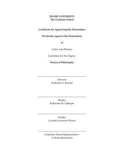 Chapter One - OhioLINK Electronic Theses and Dissertations Center
