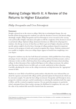 Making College Worth It: A Review of the