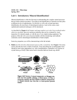 Lab 1: Introductory Mineral Identification!