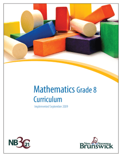 NEW BRUNSWICK MATHEMATICS GRADE 8 CURRICULUM GUIDE
