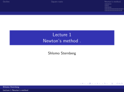 Lecture 1 Newton`s method