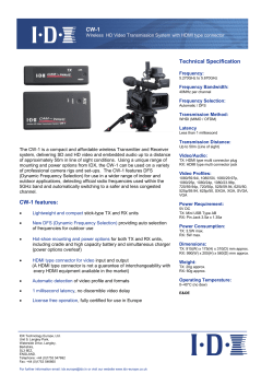CW-1 features: Technical Specification CW-1