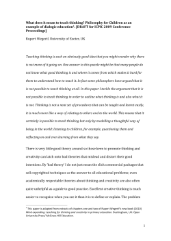 Philosophy for Children as an example of dialogic education