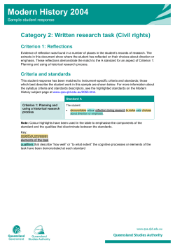 Criterion 1: Reflections - Category 2: Written research task (Civil