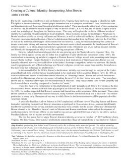 Creating a Cultural Identity: Interpreting John Brown