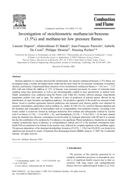 Investigation of stoichiometric methane/air/benzene (1.5%) and