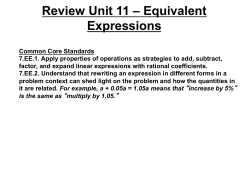 Review Unit 11 – Equivalent Expressions