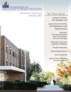 the Spring 2013 Newsletter - Philosophy and World Religions