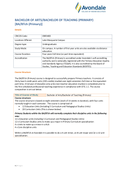 BACHELOR OF ARTS/BACHELOR OF TEACHING (PRIMARY) [BA