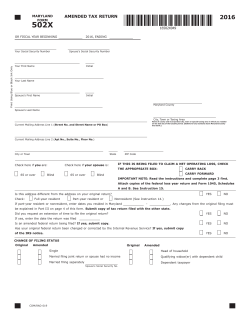 AMENDED TAX RETURN - Maryland Tax Forms and Instructions