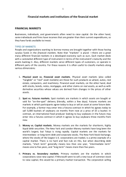 Financial markets and institutions of the financial market FINANCIAL