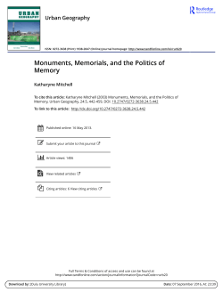 Monuments, Memorials, and the Politics of Memory