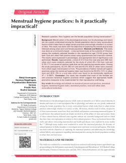 Menstrual hygiene practices - International Journal of Medicine and