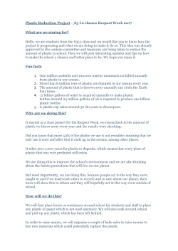Plastic Reduction Project &ndash; S3 L2 classes Respect Week 2017 What