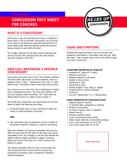 Concussion Fact Sheet For Coaches