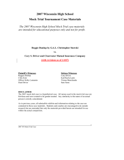 2007 Wisconsin High School Mock Trial Tournament Case Materials
