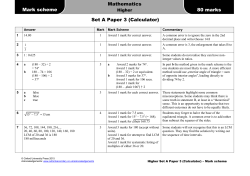 Mathematics 80 marks Mark scheme Set A Paper 3 (Calculator)