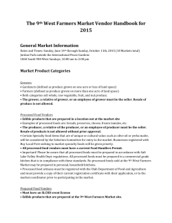 The 9th West Farmers Market Vendor Handbook for 2015 General