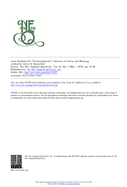 Anne Bradstreet`s "Contemplations": Patterns of
