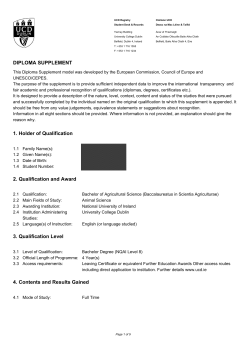 Diploma Supplement - University College Dublin
