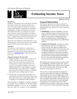 Tax Topic Bulletin GIT8, Estimating Income Taxes, Revised
