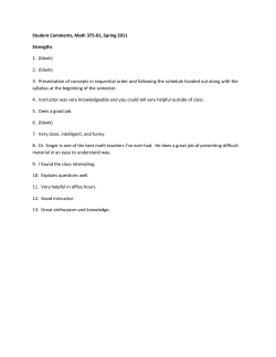 Student Comments, Math 375-01, Spring 2011 Strengths 1. (blank) 2